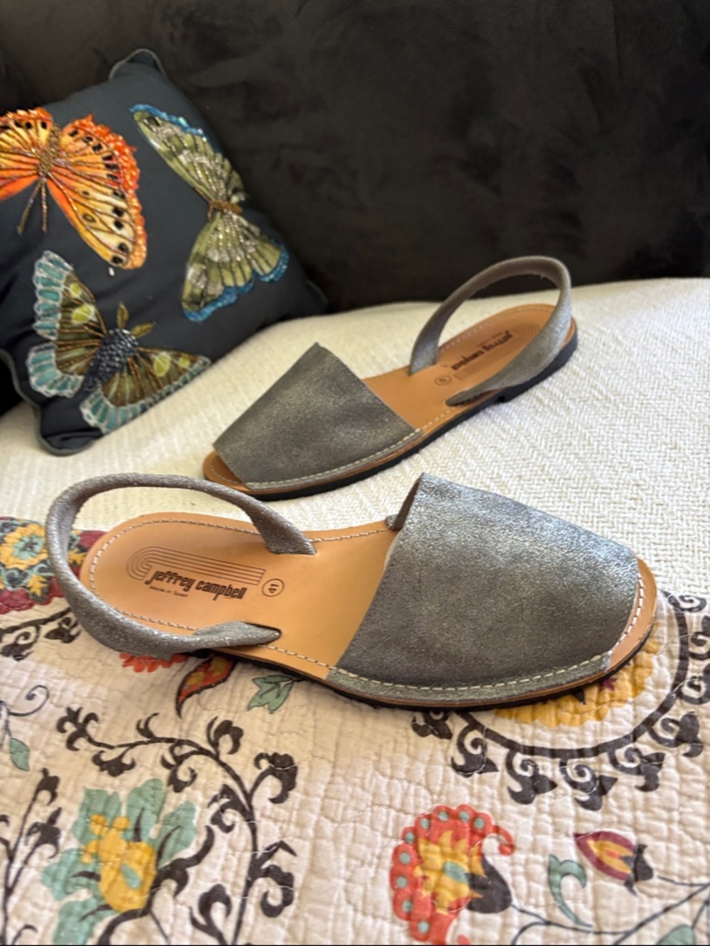 Jeffrey Campbell Pewter Ibiza Slingback Sandals Size EU 41 Made In Spain - Picture 13 of 13